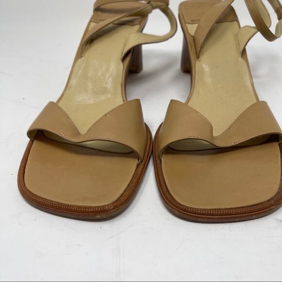 Banana Republic Sandals Tan Ankle Strap Square Toe Leather Women's 8.5 - Picture 3 of 10
